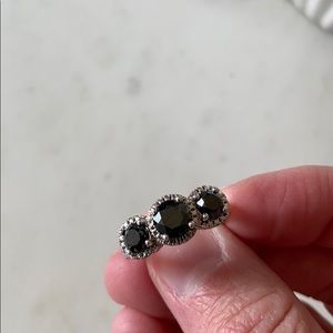 3 stone black diamond, 925 ring, size 7